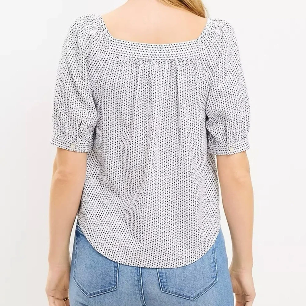 LOFT Star Puff Sleeve Blouse Size M